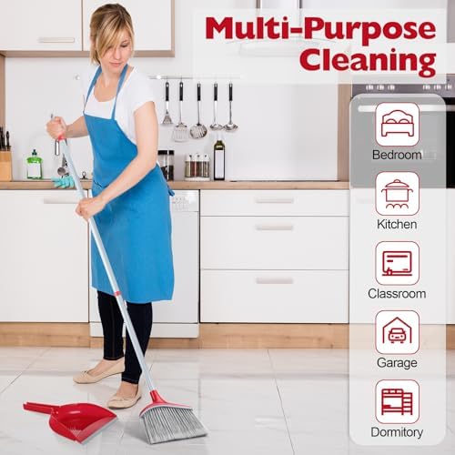 Meanplan 6 Pcs Broom and Dustpan Set, 54 Inch Indoor Angle Broom - Image 6