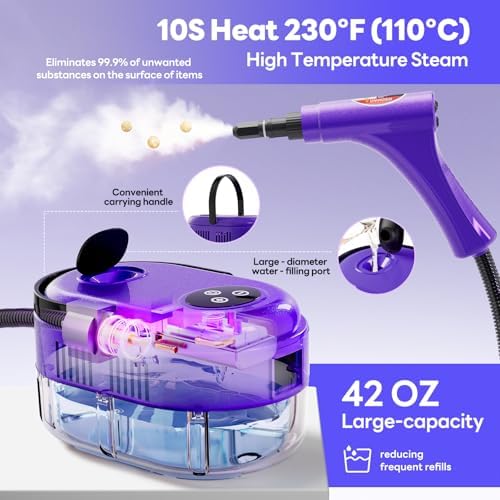 Handheld Steam Cleaner, 10s Fast Handheld Heating Steamer - Image 2