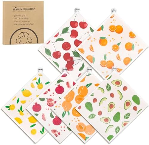 6 Pack Fruit Swedish Dishcloths by Needbrock