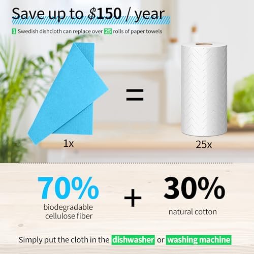 Swedish Dishcloths for Kitchen 10 Pack, Absorbent Dish Towels for Kitchen - Image 5