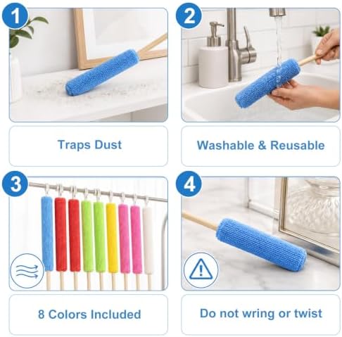 Honeydak 12 Pcs Microfiber Detail Duster Sticks Mini Crevice Cleaning Tools - Image 6