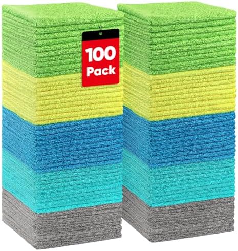 HOMEXCEL Microfiber Cleaning Cloth 100 PK, Towels by HOMEXCEL