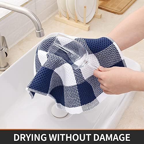 Homaxy 100% Cotton Check 6 Pack Dish Cloths - Image 3