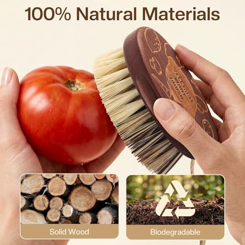 Vegetable and Fruit Cleaning Brush Scrubber Beechwood Handle Fruits Veggie Wash - Image 3