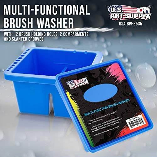 U.S. Art Supply 12-Hole Multi-Function Plastic Paint Brush Cleaner Set - Image 2