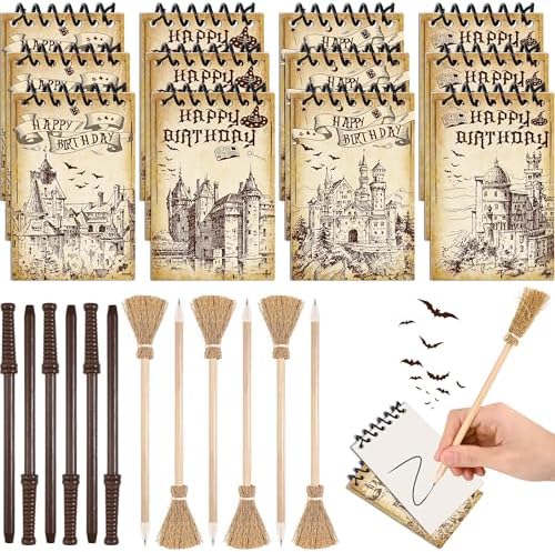 24 Pcs Magical Wizard Notepads Set Spiral Notebooks and Magic Wand Pencils by Sanixin