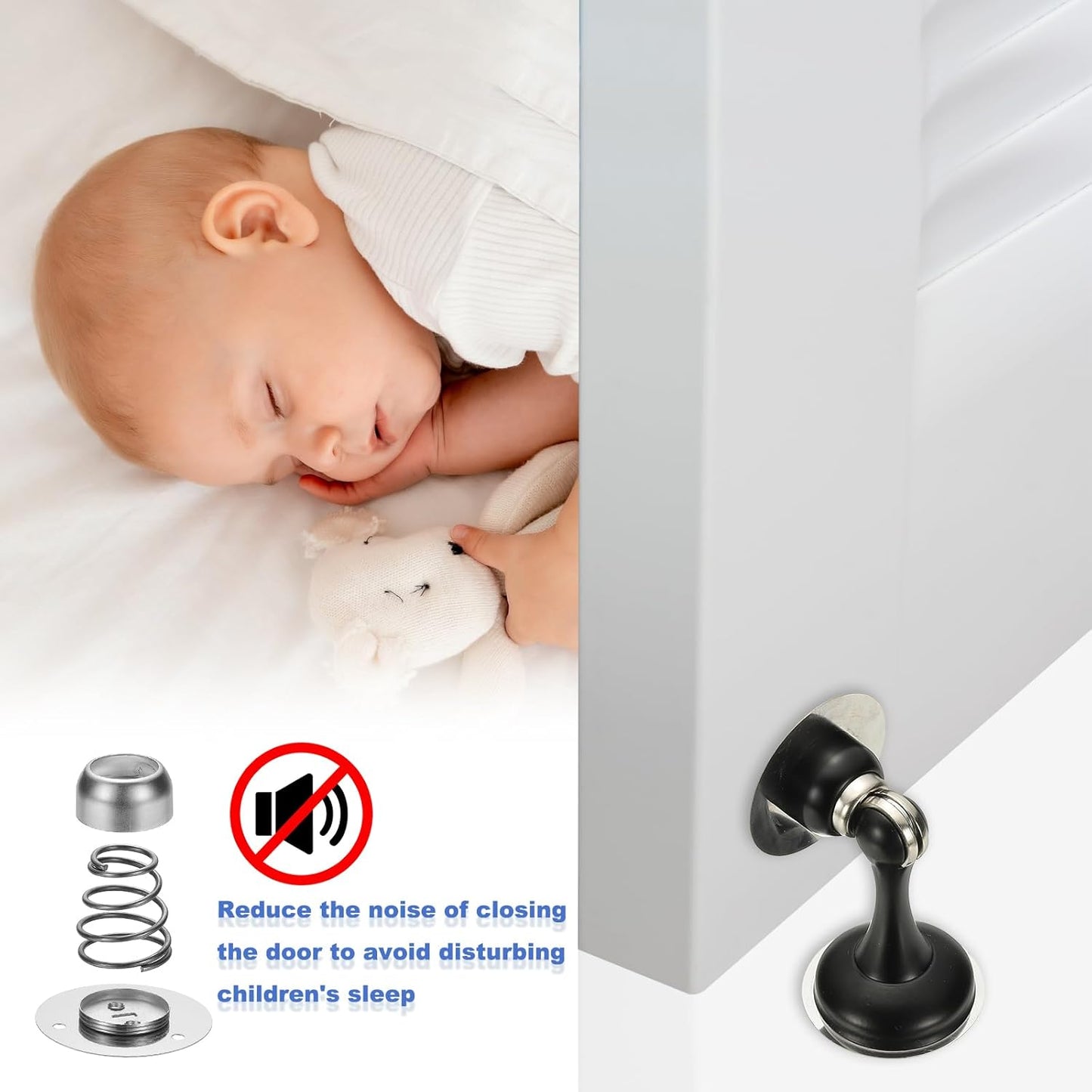 uxcell Magnetic Door Stopper, Stainless Steel Heavy Duty Door Holder, No Drilling Doors Knob Wall Protector with Self-AdhesiveTapes and Screws for Home Office Wall Floor Mounting, Bronze