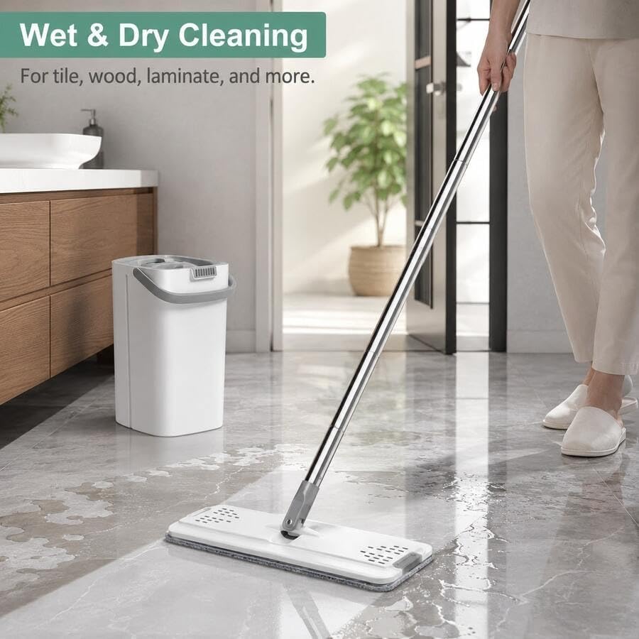 Self-Clean Flat Mop and Bucket Set - Image 2