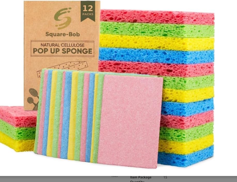 Compressed Non Scratch Kitchen Sponges, Highly Absorbent, 12 Pack - Image 2