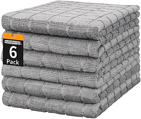 Microfiber Hand Bath Towels, 6 Pack 25''*15'' Grey Bathroom Hand Towels by HOMERHYME