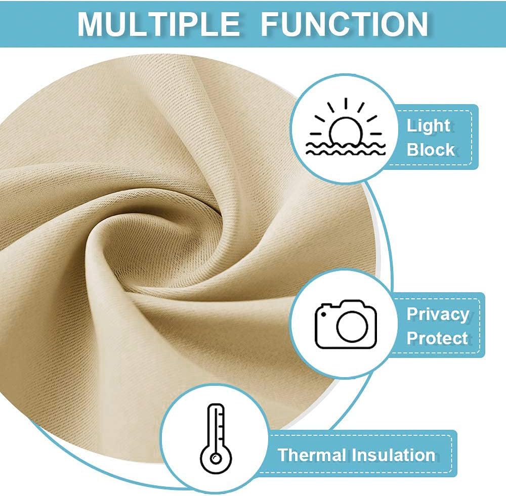 RYB HOME Thermal Insulated Small Window Curtains Short Drapes for Nursery Bathroom Kitchen Laundry RV Basement, 29 inch Wide by 24 in Long, Biscotti Beige, 2 Panels