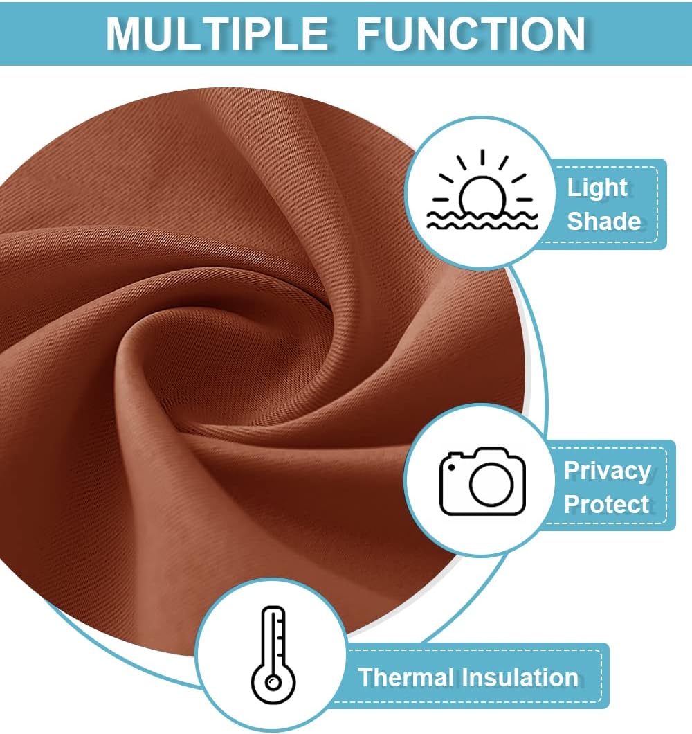 RYB HOME Blackout Curtains for Living Room, All Lights Blocking Rod Pocket Design Thermal Insulated Privacy Curtains Draperies for Bedroom Guest Room Playroom, W 42 x L 72 inch, 2 Panels, Burnt Orange