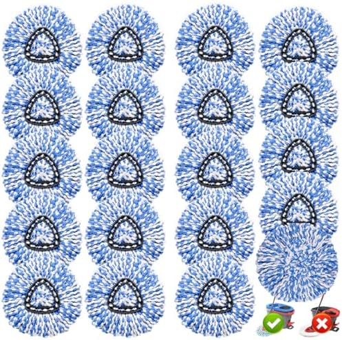 20 Pack Spin Mop Replacement Head, 100% Microfiber, Easy Wring Mop Refill by High-PQ
