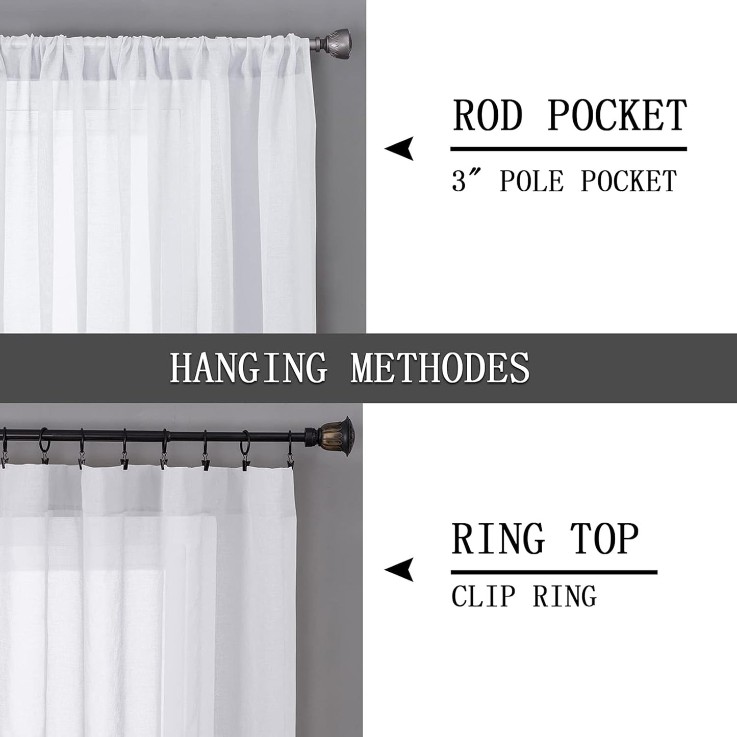 Tollpiz Short Sheer Tier Curtains Linen Textured Half Kitchen Curtain Sheers Light Filtering Rod Pocket Voile Small Curtain for Bathroom, 25 x 24 inches Long, White, Set of 2 Panels