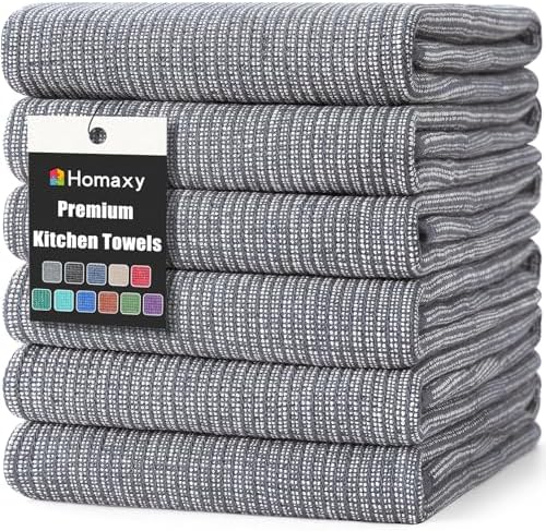Homaxy 380 GSM Cotton Premium Kitchen Towels 6 Pack by Homaxy