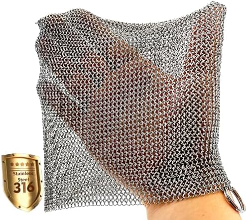 Mesh Cast Iron Scrubber Fine Rings Welded Chainmail Scrubber by ERGONOW