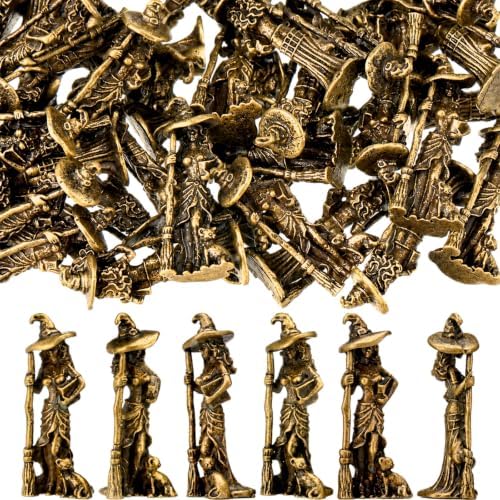 50 Pcs Halloween Mini Brass Color Witch Figurine by Unknown