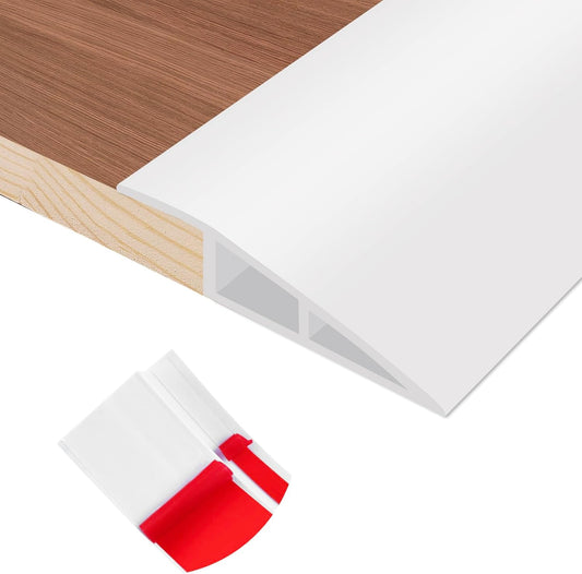 Floor Transition Strip Self Adhesive Vinyl Door Threshold for Doorways Carpet Edging Trim Overlap Edge Reducer for Laminate Floor, Carpet, Tile (White, 1/5" to 2/5", 3.3Ft)