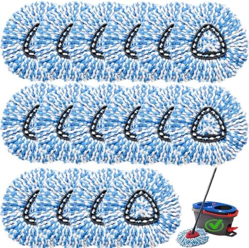16 Pack Spin Mop Replacement Head Compatible by HANDRERLEE