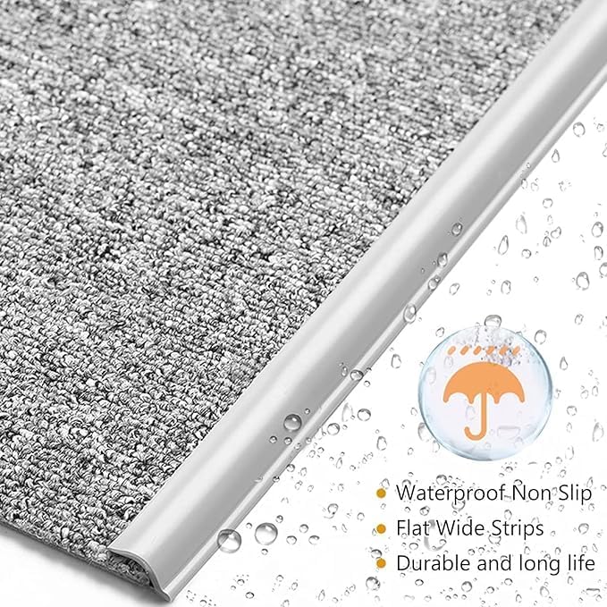 Self Adhesive Carpet Transition Strip with Edge Trim, Designed for Seamless Transitions from Carpet to Tile or Vinyl Floors, Perfect for Doorways.(Gray,50ft)