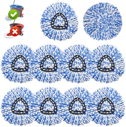 10 Pack Spin Mop Replacement Head, 100% Microfiber, Easy Wring Mop Refill by High-PQ