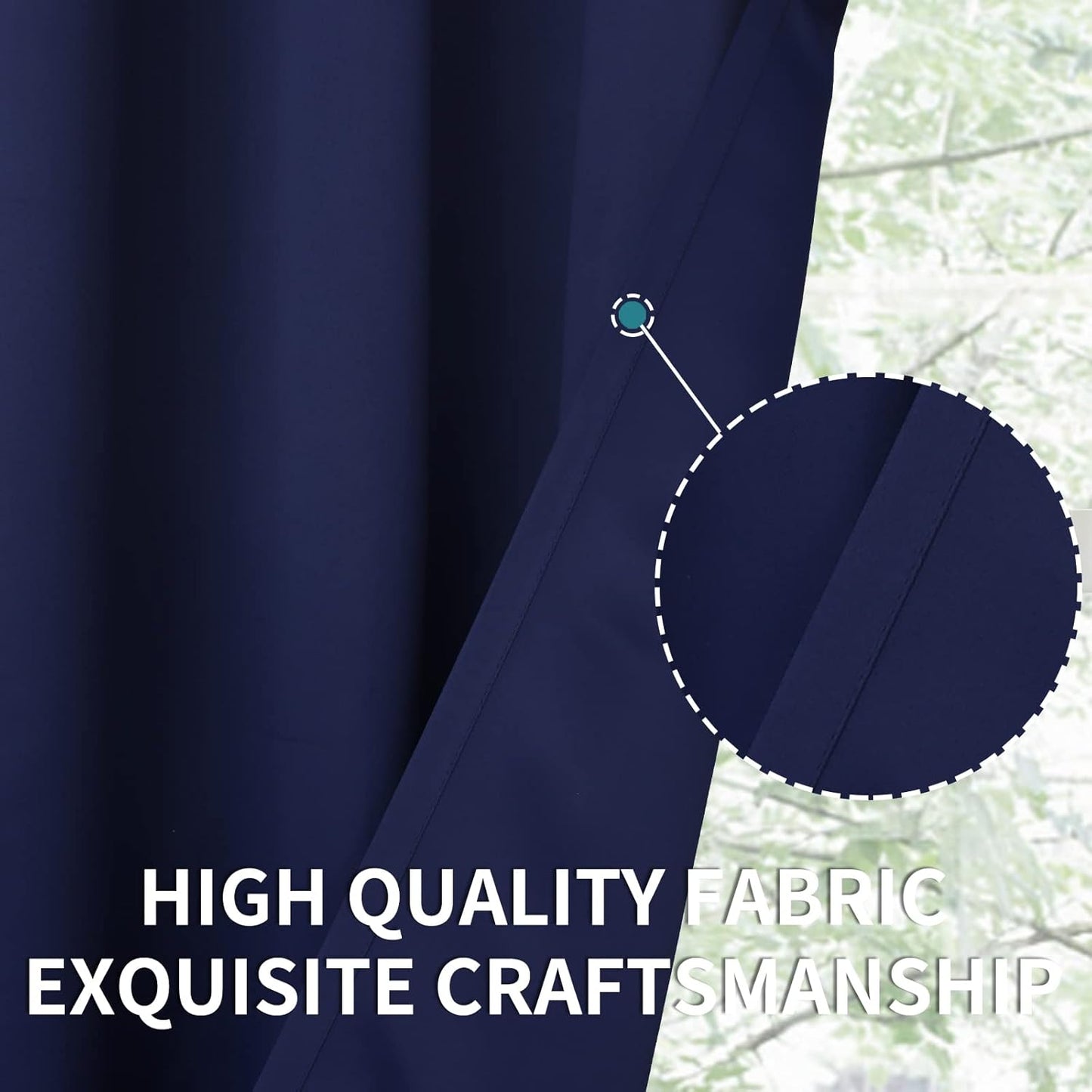 BGment Navy Blue Cafe Curtains for Small Window 24 Inch Length - Half Window Drapes with Rod Pocket for Blackout Blinds Privacy for Kitchen Bathroom, 2 Panels, 29 x 24 Inch