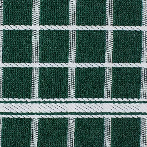DII Basic Terry Collection Windowpane Dishtowel Set, Dark Green Check, 4 Piece - Image 4