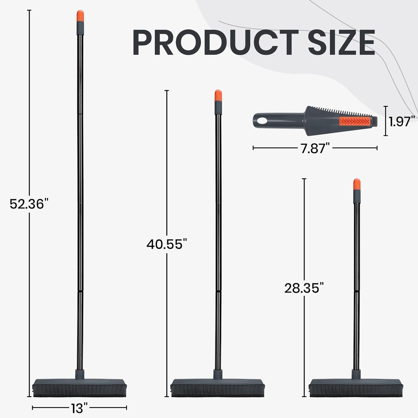 MAVRIZ Rubber Broom Carpet Rake for Pet Hair Removal, Pet Hair Broom for Hardwood Floor, Fur Remover with Squeegee