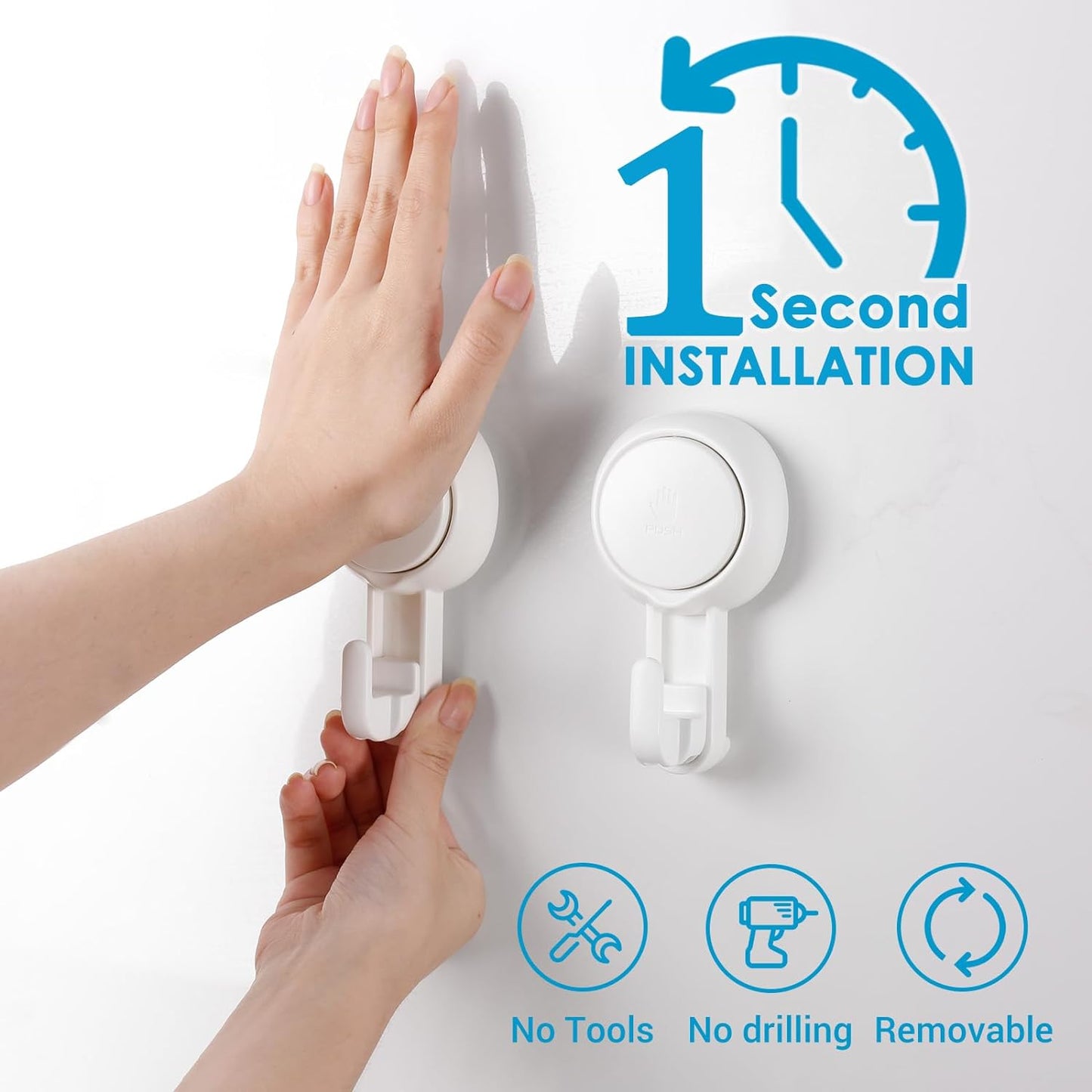 LUXEAR Suction Hooks Powerful Suction Cup Hooks Vacuum Suction Holder Heavy Duty Shower Suction Hooks Glass Door Window Christmas Wreath Hanger Waterproof Suction Hanger for Bathroom Kitchen-6Pack