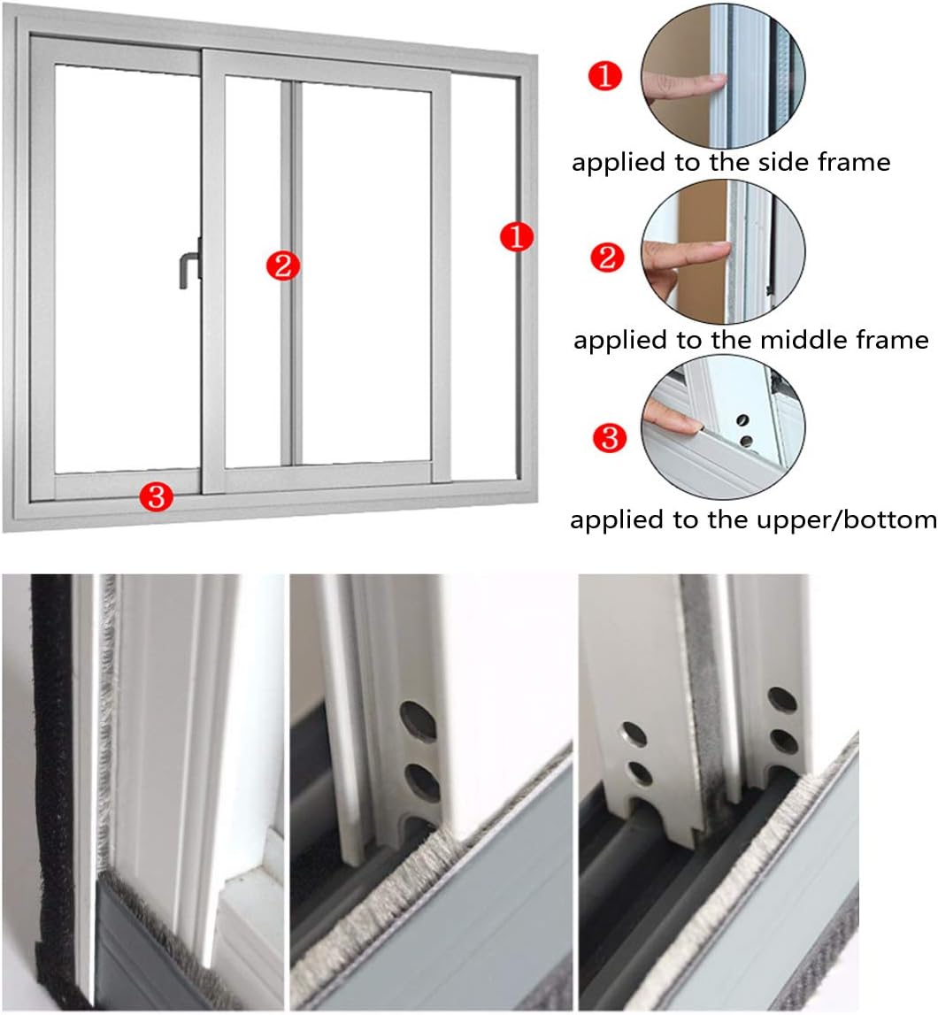 Weather Stripping Brush for Sliding Windows/Doors Frame Side,Pile Self Adhesive Weatherstrip Seal Strip Sealer Draft Stoppers (16.5ft x11/32 x 3/16 Brush inch, White)