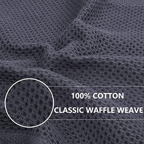 Homaxy 100% Cotton Oversized Waffle Weave Kitchen Towels 6-Pack, Dark Grey - Image 2