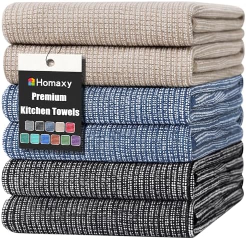 Homaxy 380 GSM Cotton Premium Kitchen Towels 6 Pack by Homaxy