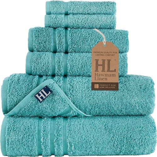 Hawmam Linen Towel Set, Turkish Cotton, 6 Pack by HawmamLinen