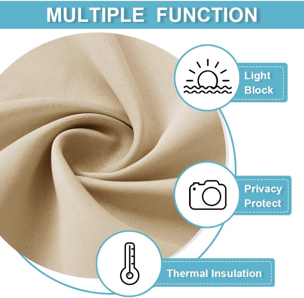 RYB HOME RV Camper Door Window Curtains -Blackout Privacy Curtains & Drapes for Bathroom Bedroom Kitchen Portable Travel Trailer Small Window Decor, W 34 x L 24, Biscotti Beige, 2 Panels