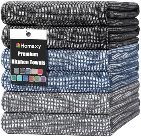 Homaxy 380 GSM Cotton Premium Kitchen Towels 6 Pack by Homaxy