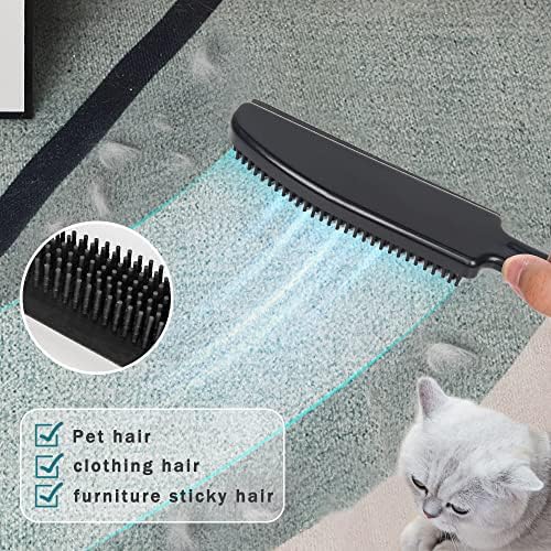 Rubber Broom with Squeegee Fur and Long Handle, Carpet Rake and Lint Brush Set - Image 6