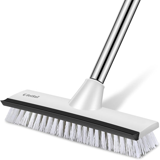 SetSail Floor Scrub Brush with 51-Inch Long Adjustable Handle 2 in 1 Scrape Brush Stiff Bristle Floor Scrubber for Cleaning Shower Bathroom Garage Kitchen Wall Deck Tub Tile
