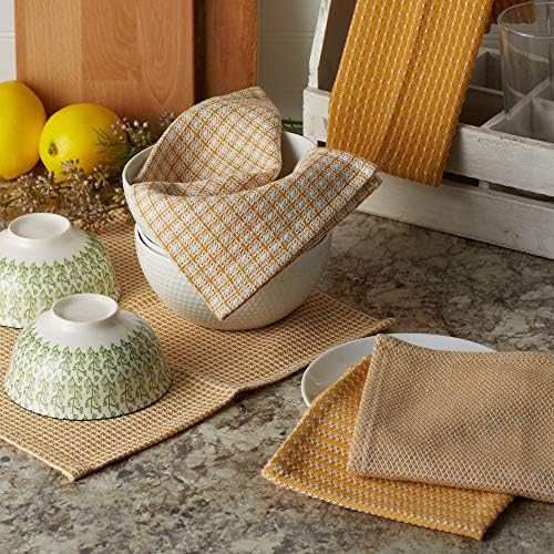 DII Everyday Kitchen Assorted Dishcloth Set of 5, Honey Gold - Image 4