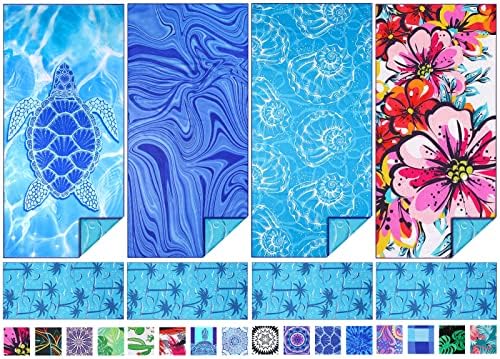 TwoYek Microfiber Beach Towel Extra Large 71x32 inches 4 Pack Bulk by TwoYek