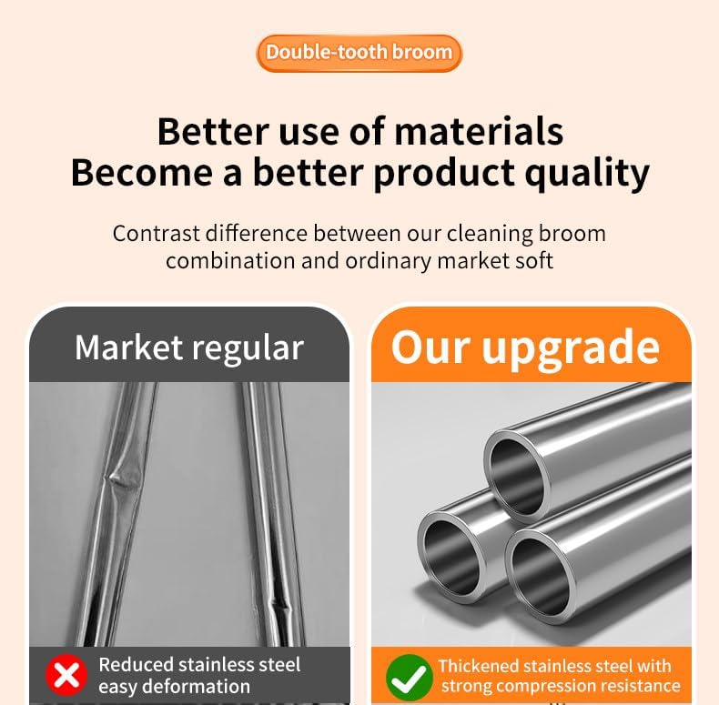 Long Handle Broom and Dustpan Set, Upright Standing Combo, Heavy Duty - Image 5