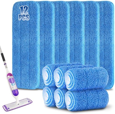 12Pack Microfiber Mop Pads, Reusable and Washable Spray Mop Pads by Unknown