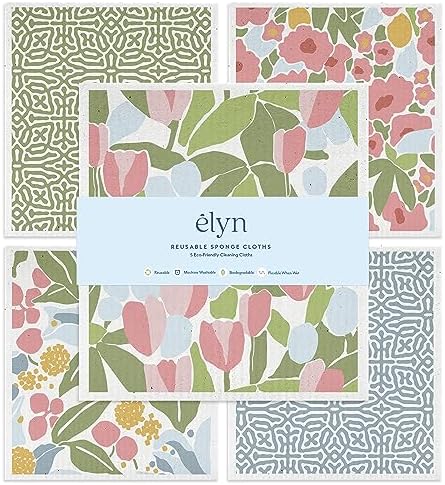 ELYN Swedish Dishcloths, Reusable & Washable Sponge Cloths, Absorbent Cleaning by ELYN