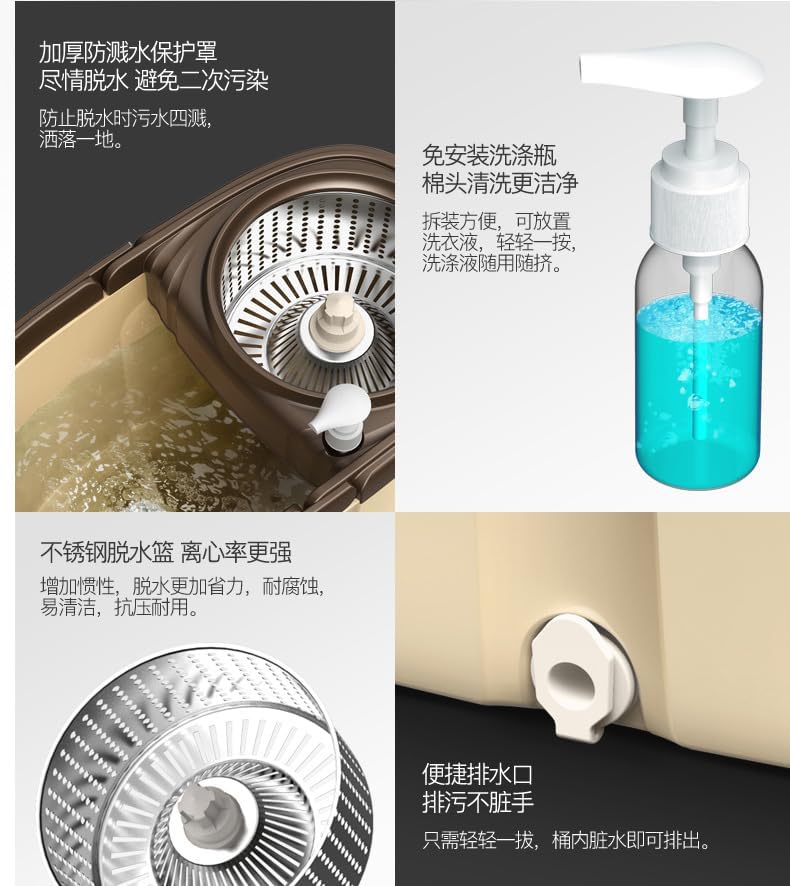 Spin Mop and Bucket, 360° Mop Head, 2 Reusable Microfiber Refills - Image 6