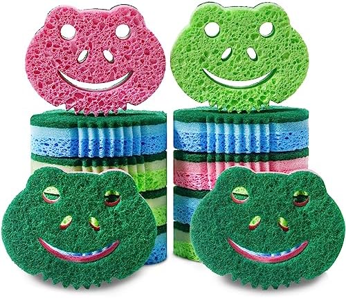 12 Pack Scrub Sponge, Bulk Sponges, Dual-Sided Multi-Functional Premium by SmilePowo