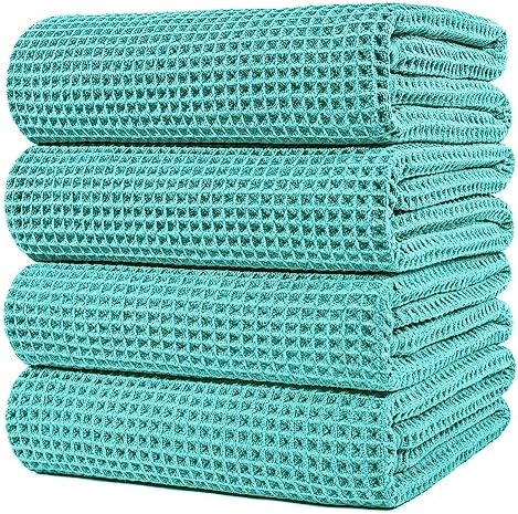 POLYTE 430 GSM Poly Blend Microfiber Quick Dry Waffle Bath Towel, 30x60 in by Polyte