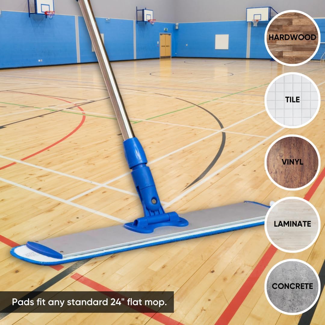 Microfiber Wholesale 24 inch Microfiber Mop Pads - Machine Washable, Reusable, Refills & Replacement Wet Mop Heads Compatible with Any Microfiber Flat Mop System (3 Pack)