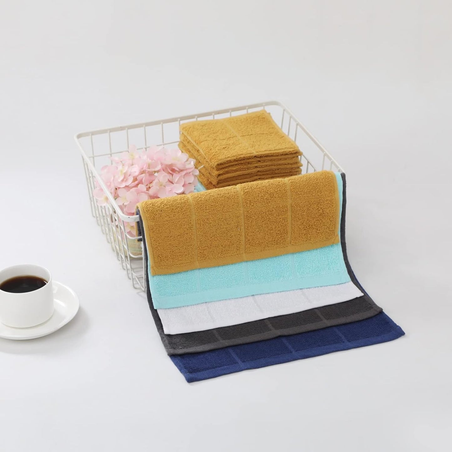 Glynniss Dishcloths Kitchen Highly Absorbent Dish Rags 100% Cotton Dish Cloths for Washing Dishes (Aqua Sky)