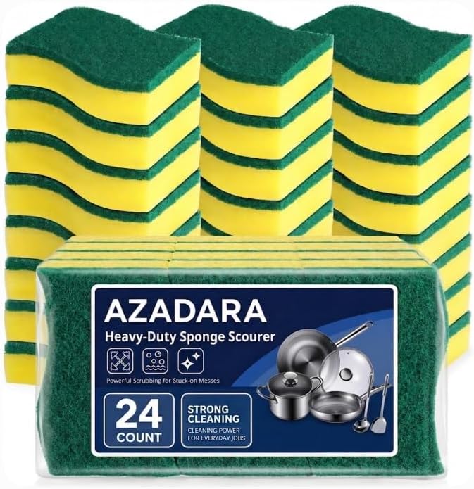 Heavy Duty Kitchen Sponges, 24 Pack by AZADARA
