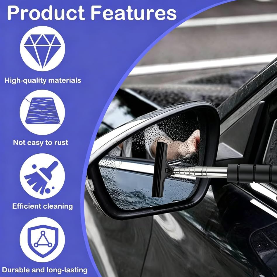 Side Mirror Squeegee, Retractable Car Rearview Mirror Wiper - Image 4