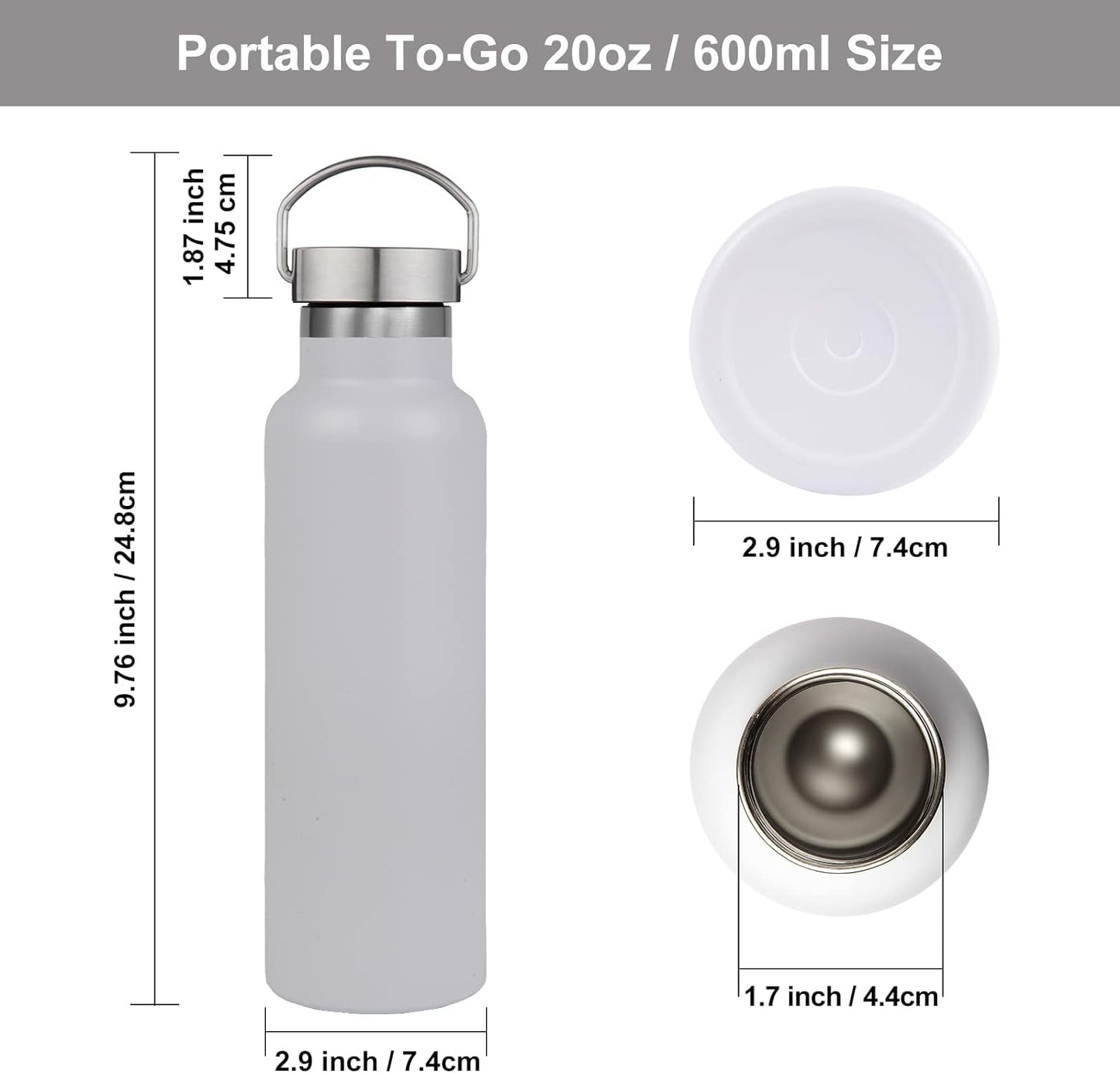 Neihepal 20 oz Insulated Water Bottles Bulk 2 Pack,Stainless Steel Double Wall Sport Bottle with Lid of Handle,Metal Reusable Thermoses Flask for School,Cyclists,Hikers,Gift (Mix,Set of 2)